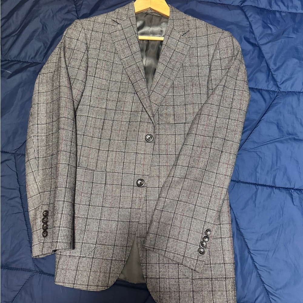 Harry Rosen Samuelsohn Gray Sport Coat with Windowpane Check Pattern